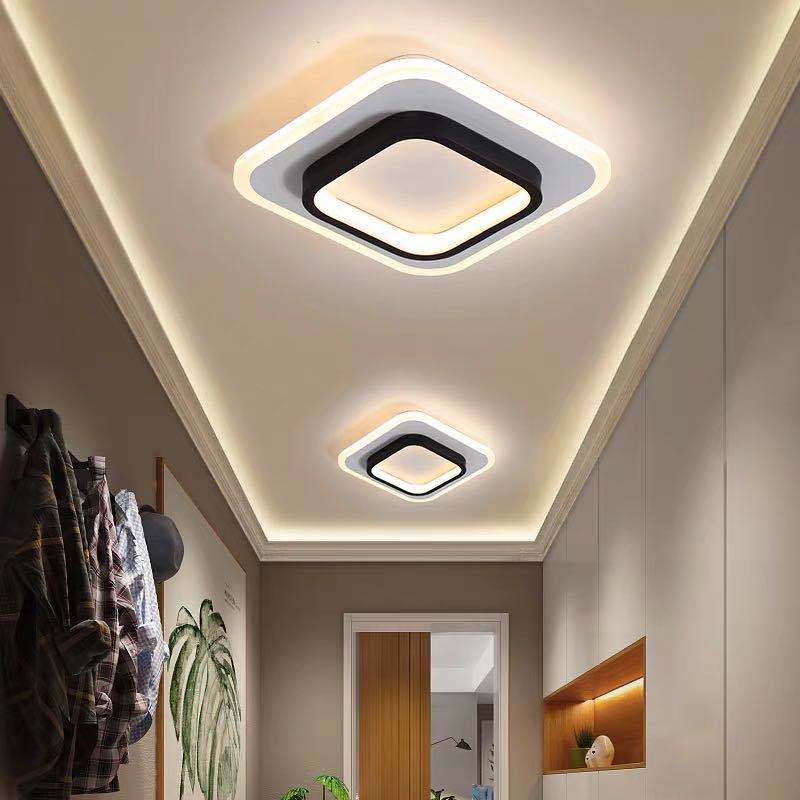 Modern Simplicity Square Round Acrylic Iron LED Flush Mount Ceiling Light For Living Room