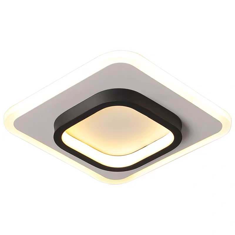 Modern Simplicity Square Round Acrylic Iron LED Flush Mount Ceiling Light For Living Room