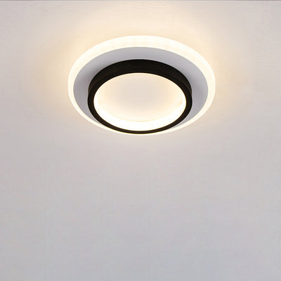 Modern Simplicity Square Round Acrylic Iron LED Flush Mount Ceiling Light For Living Room