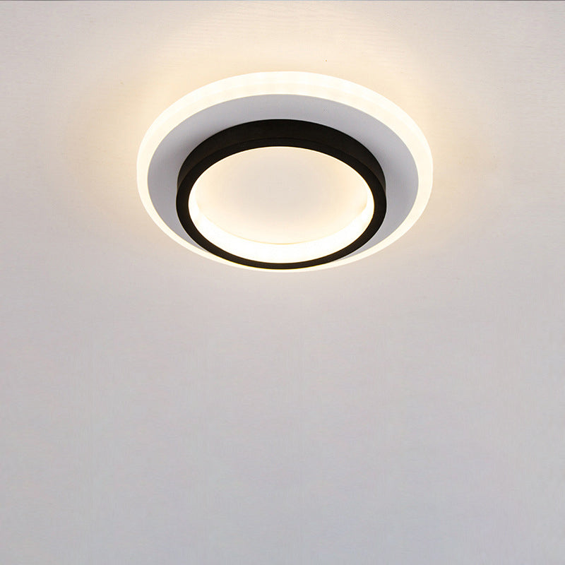 Modern Simplicity Square Round Acrylic Iron LED Flush Mount Ceiling Light For Living Room