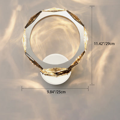 Modern Luxury Prismatic Round Crystal Hardware LED Wall Sconce Lamp For Living Room