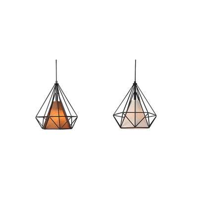 Contemporary Industrial Triangle Cone Prismatic Fabric Iron 1-Light Pendant Light For Living Room