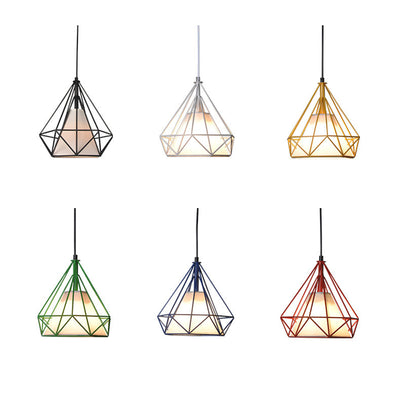 Contemporary Industrial Triangle Cone Prismatic Fabric Iron 1-Light Pendant Light For Living Room