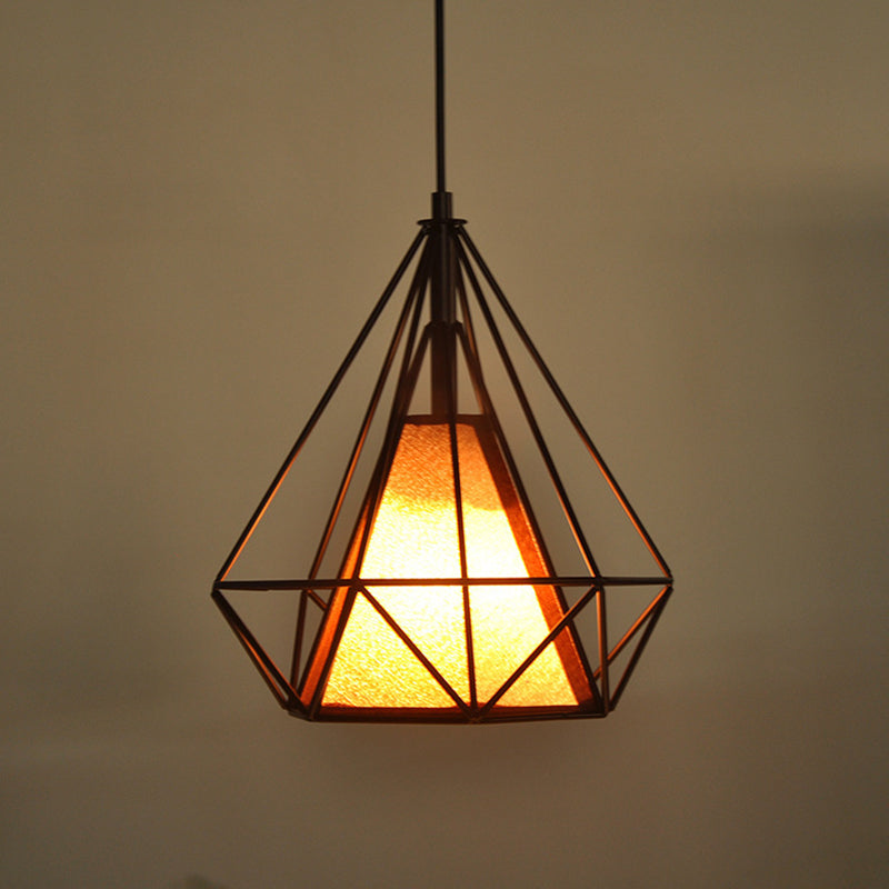 Contemporary Industrial Triangle Cone Prismatic Fabric Iron 1-Light Pendant Light For Living Room