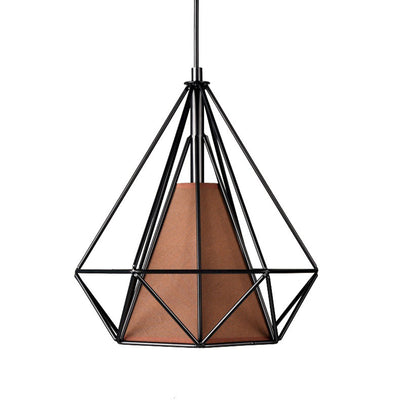 Contemporary Industrial Triangle Cone Prismatic Fabric Iron 1-Light Pendant Light For Living Room