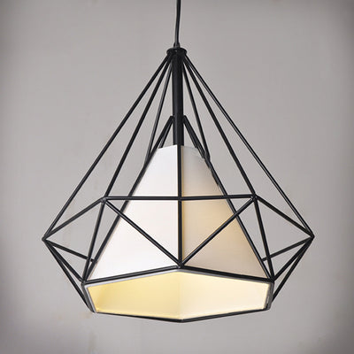 Contemporary Industrial Triangle Cone Prismatic Fabric Iron 1-Light Pendant Light For Living Room