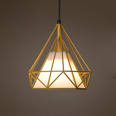 Contemporary Industrial Triangle Cone Prismatic Fabric Iron 1-Light Pendant Light For Living Room