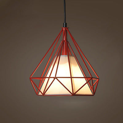 Contemporary Industrial Triangle Cone Prismatic Fabric Iron 1-Light Pendant Light For Living Room