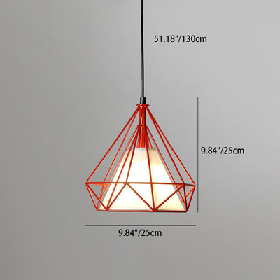 Contemporary Industrial Triangle Cone Prismatic Fabric Iron 1-Light Pendant Light For Living Room