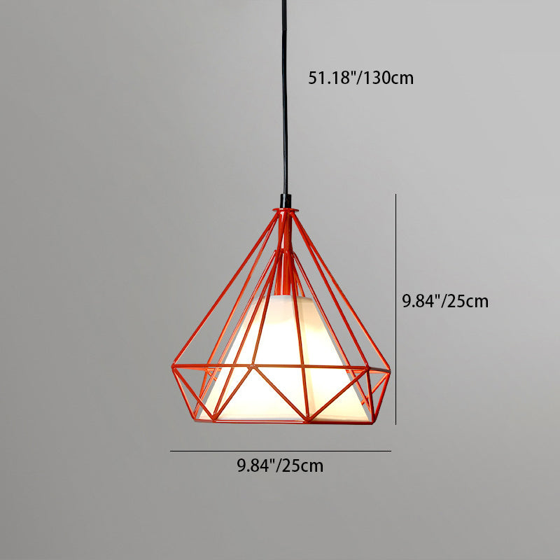 Contemporary Industrial Triangle Cone Prismatic Fabric Iron 1-Light Pendant Light For Living Room