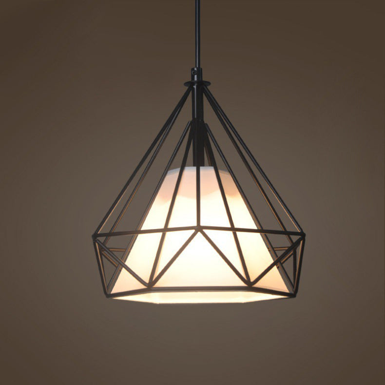 Contemporary Industrial Triangle Cone Prismatic Fabric Iron 1-Light Pendant Light For Living Room