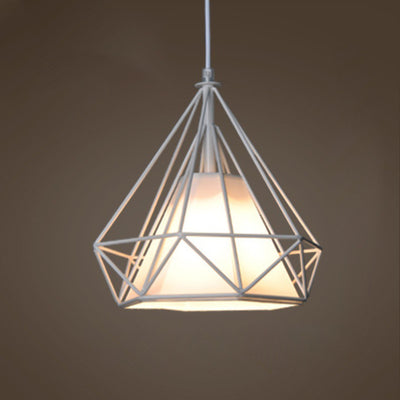 Contemporary Industrial Triangle Cone Prismatic Fabric Iron 1-Light Pendant Light For Living Room