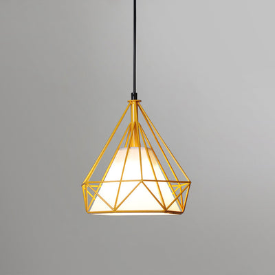 Contemporary Industrial Triangle Cone Prismatic Fabric Iron 1-Light Pendant Light For Living Room