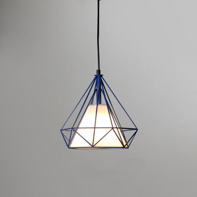 Contemporary Industrial Triangle Cone Prismatic Fabric Iron 1-Light Pendant Light For Living Room