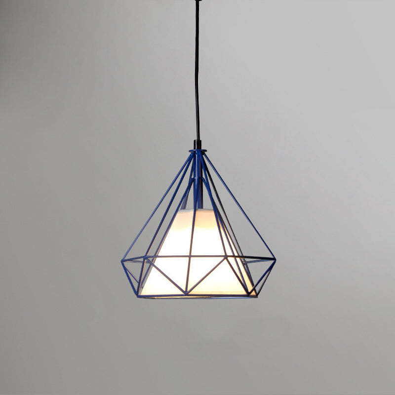 Contemporary Industrial Triangle Cone Prismatic Fabric Iron 1-Light Pendant Light For Living Room