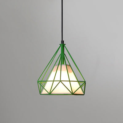 Contemporary Industrial Triangle Cone Prismatic Fabric Iron 1-Light Pendant Light For Living Room