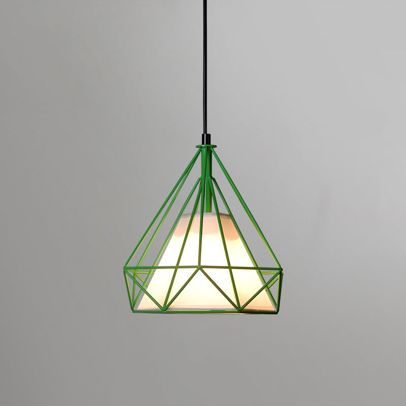 Contemporary Industrial Triangle Cone Prismatic Fabric Iron 1-Light Pendant Light For Living Room