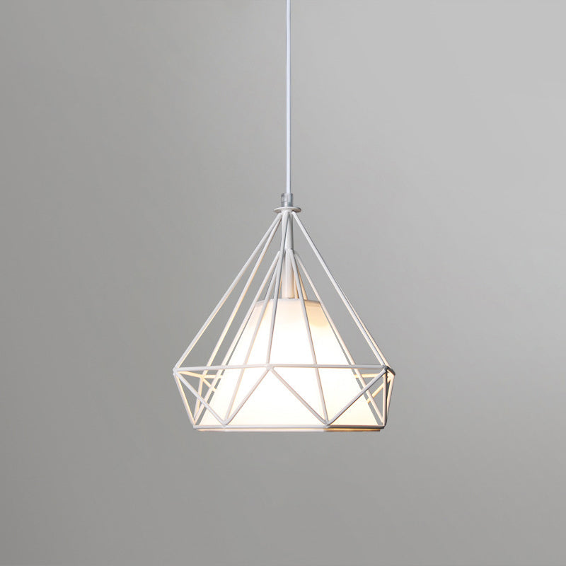 Contemporary Industrial Triangle Cone Prismatic Fabric Iron 1-Light Pendant Light For Living Room