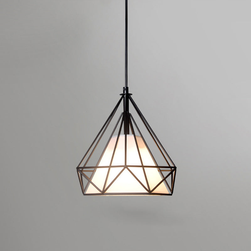 Contemporary Industrial Triangle Cone Prismatic Fabric Iron 1-Light Pendant Light For Living Room