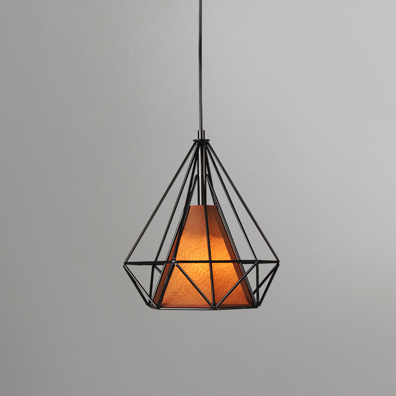 Contemporary Industrial Triangle Cone Prismatic Fabric Iron 1-Light Pendant Light For Living Room