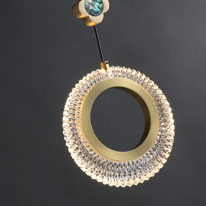 Modern Luxury Round Oval Crystal Brass LED Pendant Light For Living Room