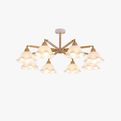 Contemporary Scandinavian Branch Flower PVC Wood Iron 3/6/8 Light Chandelier For Living Room