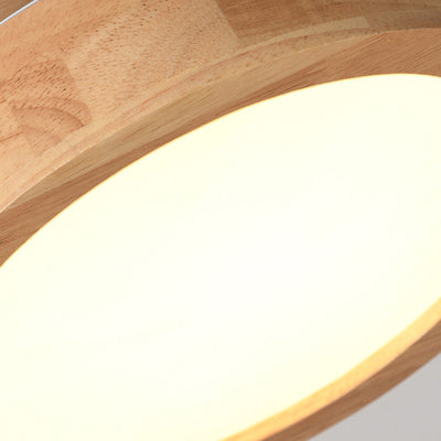 Modern Minimalist Round Acrylic Rubberwood LED Flush Mount Ceiling Light For Living Room