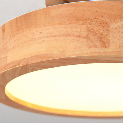 Modern Minimalist Round Acrylic Rubberwood LED Flush Mount Ceiling Light For Living Room