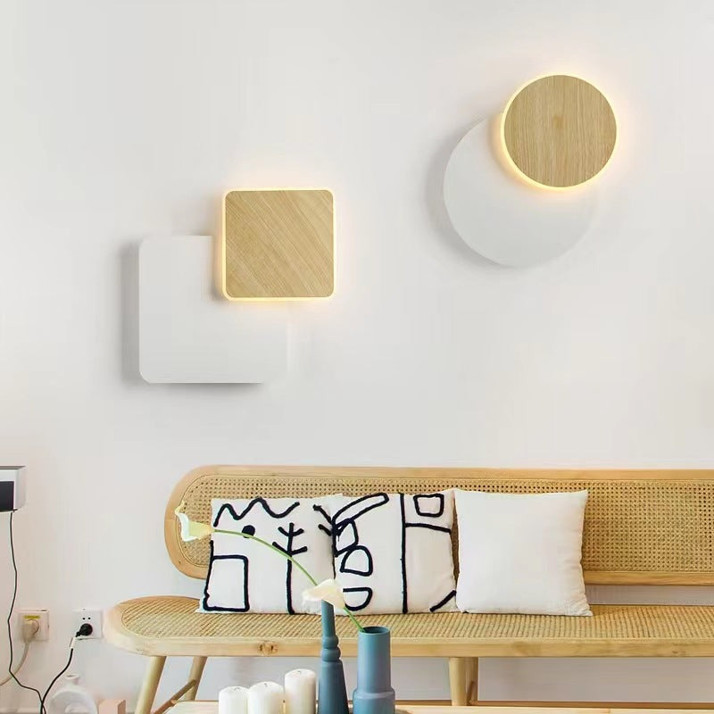 Contemporary Scandinavian Round Square Acrylic Iron LED Wall Sconce Lamp For Living Room