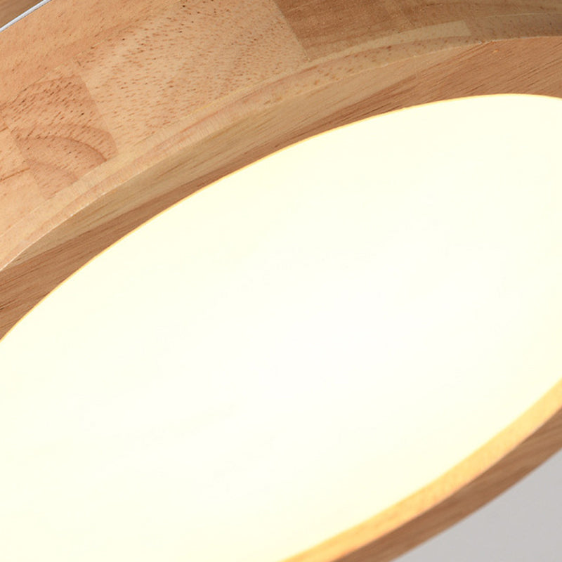 Modern Simplicity Round Acrylic Rubberwood LED Semi-Flush Mount Ceiling Light For Bedroom