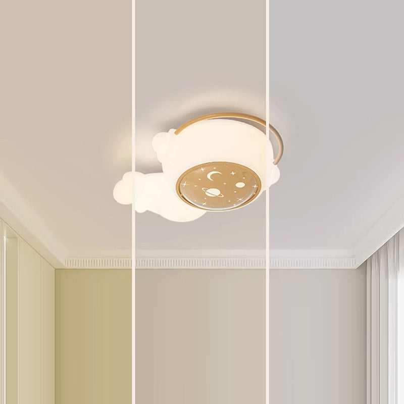 Modern Art Deco Kids Astronaut Spaceman PE Iron LED Flush Mount Ceiling Light For Living Room