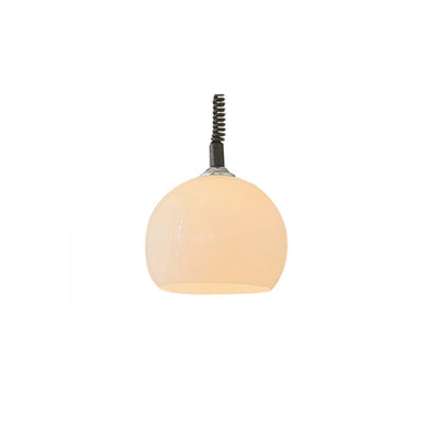 Modern Minimalist Round Mushroom Drum Glass Iron 1-Light Pendant Light For Living Room