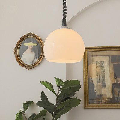 Modern Minimalist Round Mushroom Drum Glass Iron 1-Light Pendant Light For Living Room