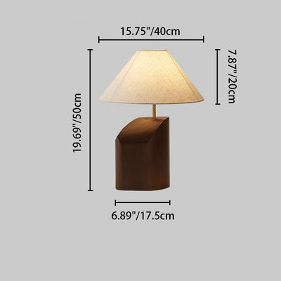 Traditional French Irregular Square Cone Fabric Wood 1-Light Table Lamp For Bedroom