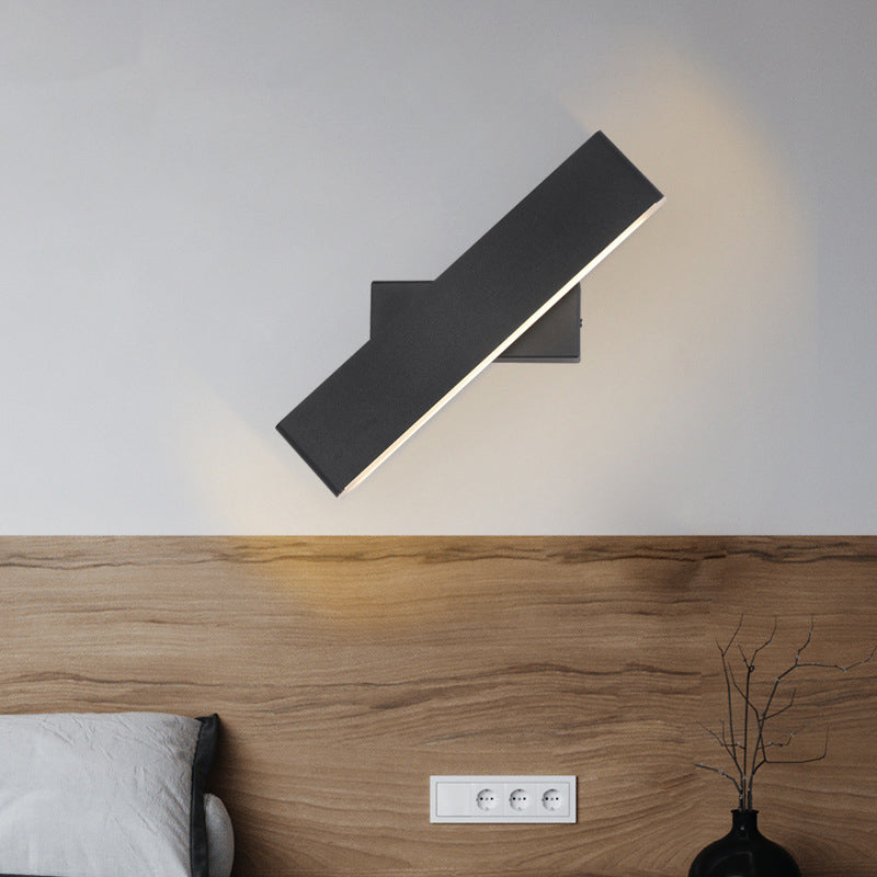 Modern Minimalist Rotatable Rectangle Acrylic Aluminum LED Wall Sconce Lamp For Living Room