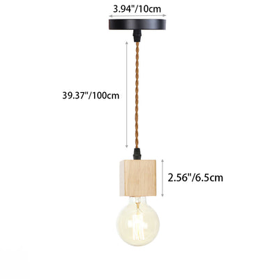 Modern Simplicity Triangle Cylinder Round Glass Wood Iron 1-Light Pendant Light For Living Room