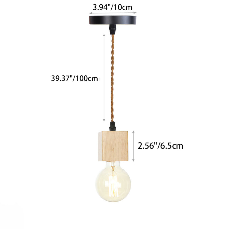 Modern Simplicity Triangle Cylinder Round Glass Wood Iron 1-Light Pendant Light For Living Room