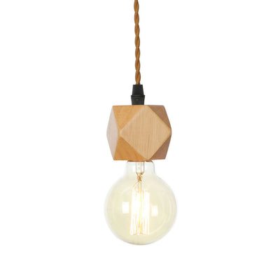 Modern Simplicity Triangle Cylinder Round Glass Wood Iron 1-Light Pendant Light For Living Room