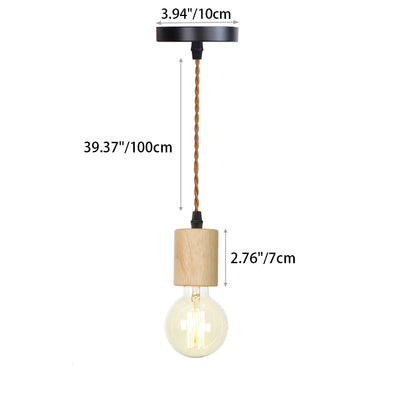 Modern Simplicity Triangle Cylinder Round Glass Wood Iron 1-Light Pendant Light For Living Room