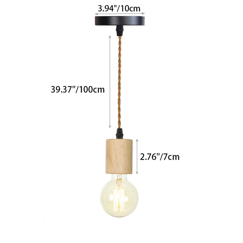 Modern Simplicity Triangle Cylinder Round Glass Wood Iron 1-Light Pendant Light For Living Room