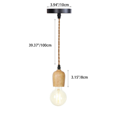 Modern Simplicity Triangle Cylinder Round Glass Wood Iron 1-Light Pendant Light For Living Room