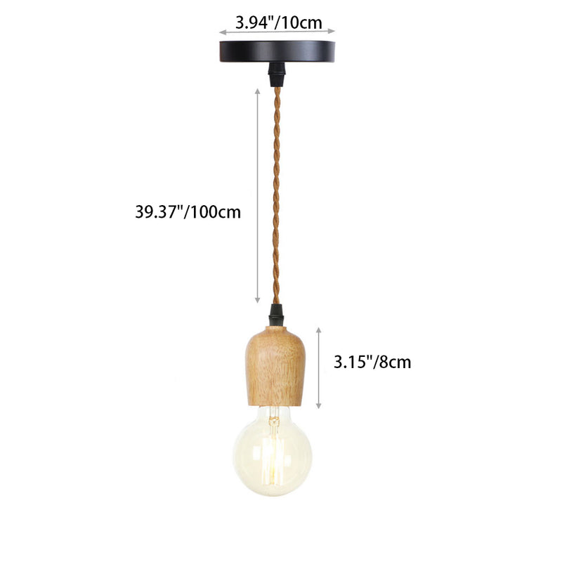 Modern Simplicity Triangle Cylinder Round Glass Wood Iron 1-Light Pendant Light For Living Room