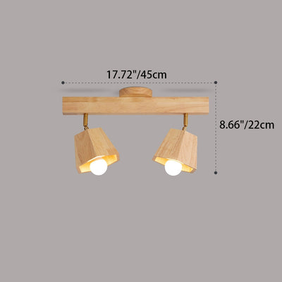 Contemporary Scandinavian Hexagonal Long Rubberwood 1/2/3/4/5 Light Semi-Flush Mount Ceiling Light For Bedroom