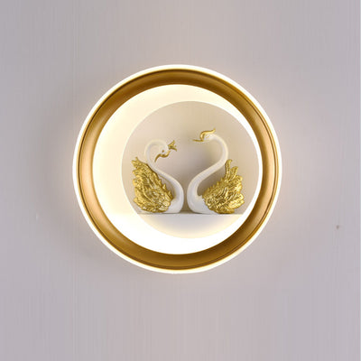 Traditional Chinese Round Planter Deer Tower Perfume Swan Balloon Acrylic Hardware LED Wall Sconce Lamp For Bedroom