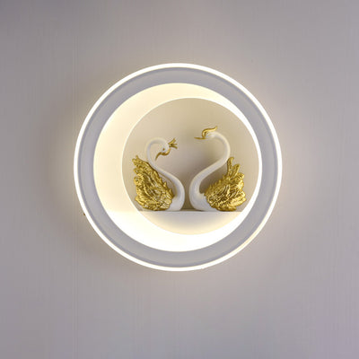 Traditional Chinese Round Planter Deer Tower Perfume Swan Balloon Acrylic Hardware LED Wall Sconce Lamp For Bedroom