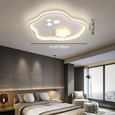 Modern Minimalist Clouds Round Square Silicone Acrylic Hardware LED Flush Mount Ceiling Light For Bedroom