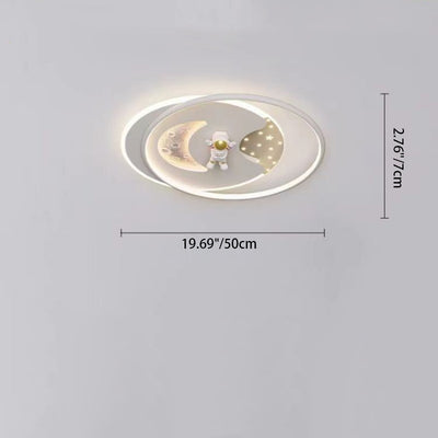 Modern Minimalist Kids Spaceman Planet Orb Acrylic Resin Iron LED Flush Mount Ceiling Light For Living Room