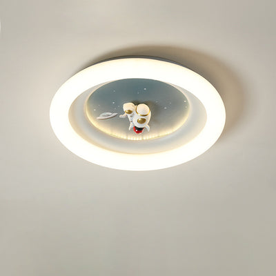 Modern Simplicity Kids Astronaut Planet Round PE Iron LED Flush Mount Ceiling Light For Bedroom