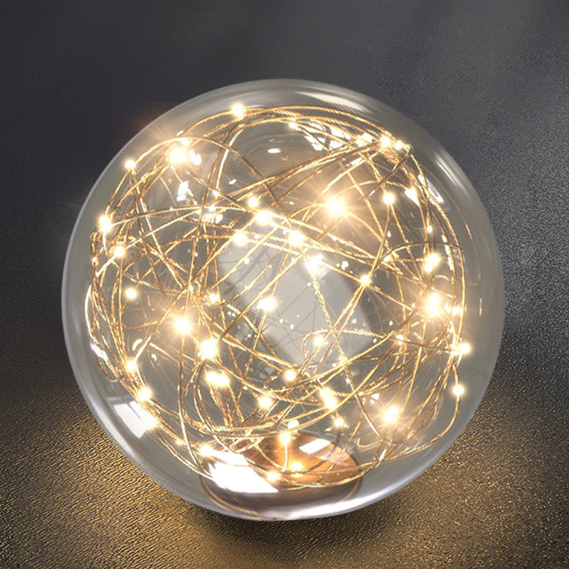 Modern Luxury Round Orb Crown PC Iron LED Semi-Flush Mount Ceiling Light For Bedroom