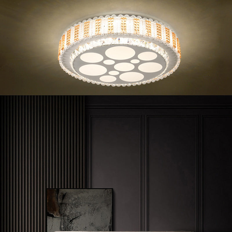 Modern Luxury Round Triangle Crystal Acrylic Hardware LED Flush Mount Ceiling Light For Bedroom